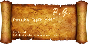 Petyka Győző névjegykártya