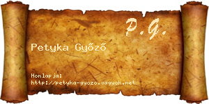 Petyka Győző névjegykártya